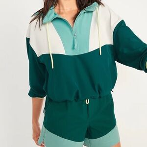 NWT Old Navy Women's StretchTech Color Block Half-Zip Jacket English Ivy Size S